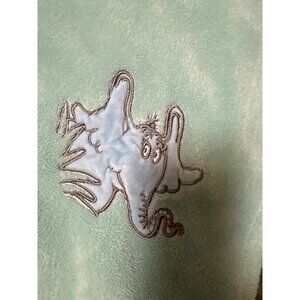 Dr. Seuss Nursery Baby Blanket Soft Fleece Green 26”x38” Horton Elephant Embroid